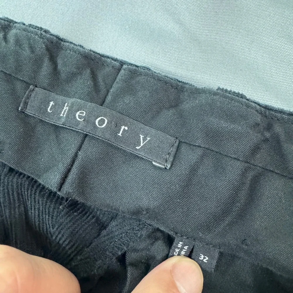 Theory Mens Marlo Helos Black Corduroy Slim Straight Pants 32 (Fits 31 x 28.5)